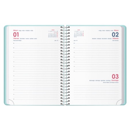 34244-AGENDA 2026 GLOSS ESPIRAL DIA PAGINA 12,5 X 18 CM. VERDE DOHE 12573 - 26