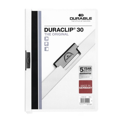 3432-DOSSIER CON CLIP 30 H A4 BLANCO DURABLE 2200-02