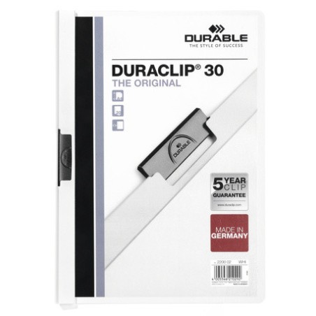 3432-DOSSIER CON CLIP 30 H A4 BLANCO DURABLE 2200-02