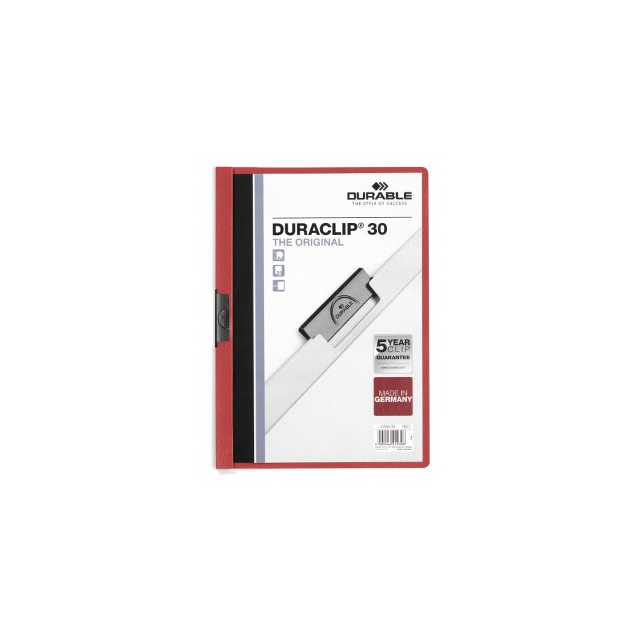 3433-DOSSIER CON CLIP 30 H A4 ROJO DURABLE 2200-03