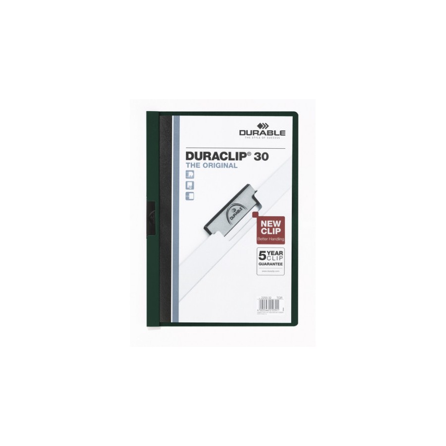 3436-DOSSIER CON CLIP 30 H A4 VERDE DURABLE 2200-32