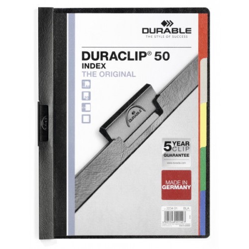 3443-DOSSIER CON CLIP ORIGINAL INDEX A4 CAPACIDAD 50H NEGRO DURABLE 2234-01