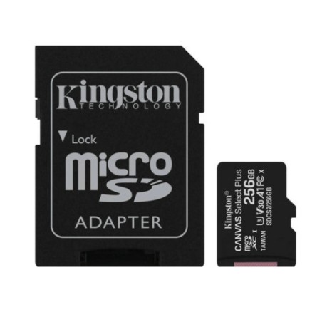 34588-KINGSTON 256GB MICSDXC CANVAS SELECT PLUS 100R A1 C10 CARD+ADP