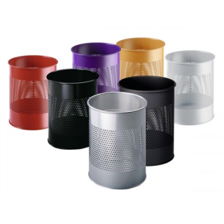 3488-PAPELERA METALICA DE 15L PERFORADA COLOR NEGRO DURABLE 3310-01