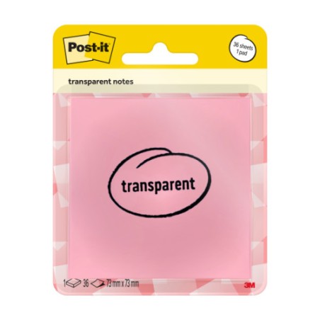 35067-BLISTER 36 HOJAS NOTAS TRANSPARENTES 600-1TRSPO 73X73 MM NARANJA PASTEL POST-IT 7100394468