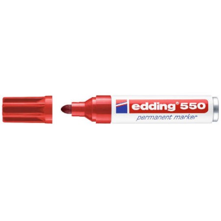 3508-MARCADOR PERMANENTE PUNTA REDONDA 3-4MM 550 ROJO EDDING 550-02