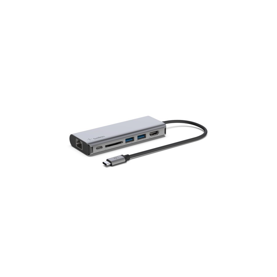 35818-Belkin AVC008BTSGY base para portatil y replicador de puertos USB 3.2 Gen 1 (3.1 Gen 1) Type-C Negro, Gris