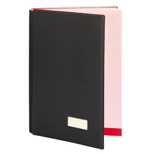 3616-PORTAFIRMAS EXTRA ACOLCHADO EN SIMIL PIEL NEGRO CON 18 DEPARTAMENTOS PARDO 87501