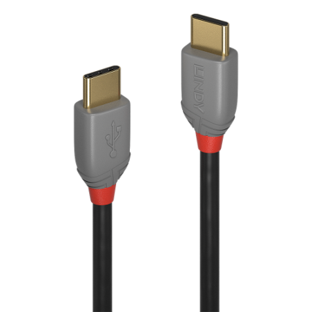 36631-Lindy 36871 cable USB USB 2.0 1 m USB C Negro, Gris