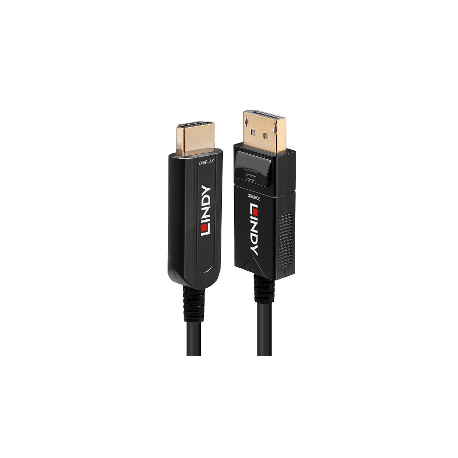 36843-Lindy 38493 adaptador de cable de video 40 m DisplayPort HDMI tipo A (Estandar) Negro