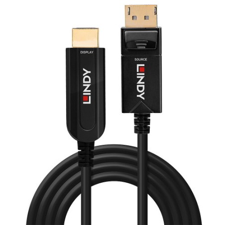 36846-Lindy 38494 adaptador de cable de video 50 m DisplayPort HDMI tipo A (Estandar) Negro
