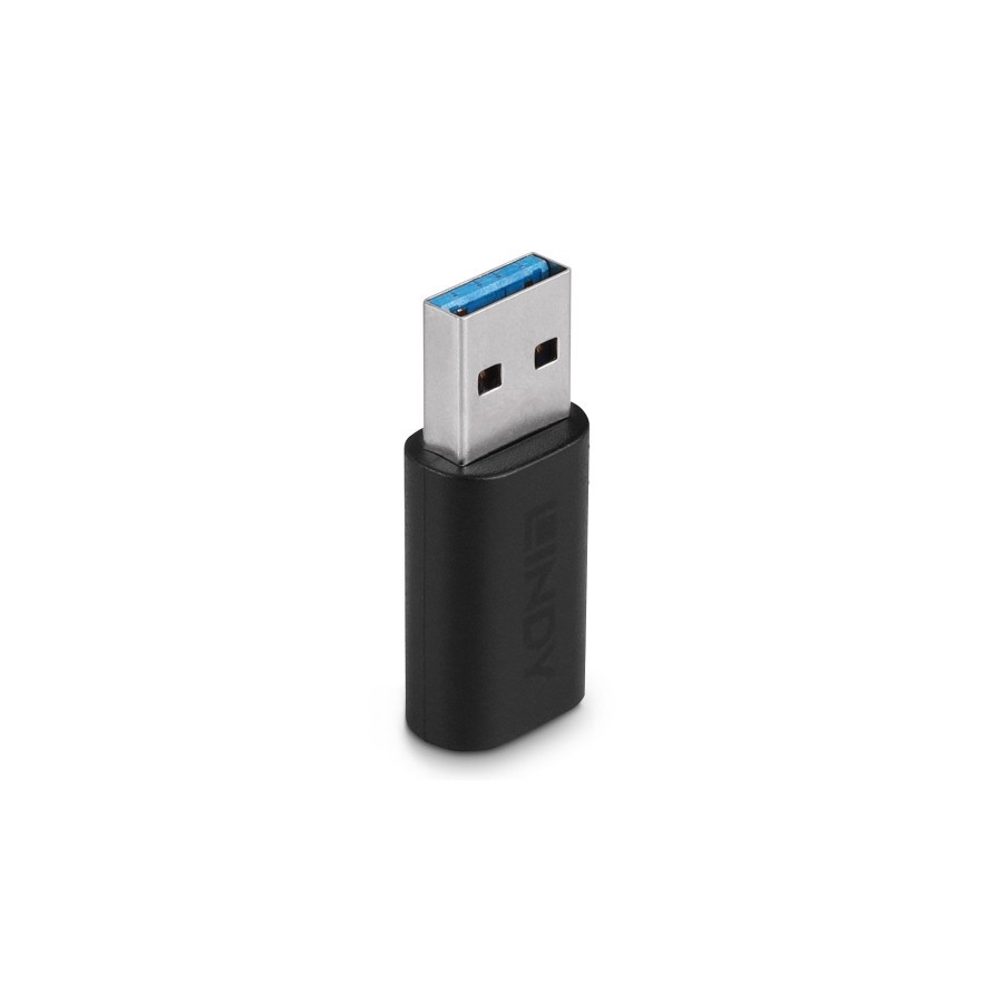 36989-Lindy 41904 cambiador de genero para cable USB 3.2 Type A USB 3.2 Type C Negro