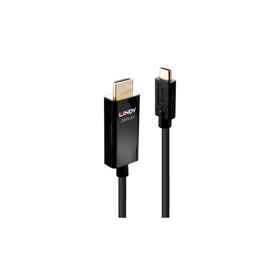 37015-Lindy 43291 adaptador de cable de video 1 m USB Tipo C HDMI tipo A (Estandar) Negro