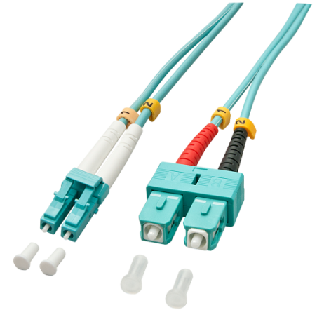 37181-Lindy 15m OM3 LC - SC Duplex Cable de fibra optica e InfiniBand Turquesa
