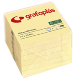 3787-BLOC 100 NOTAS ADHESIVAS 75X75MM AMARILLAS GRAFOPLAS 65205460