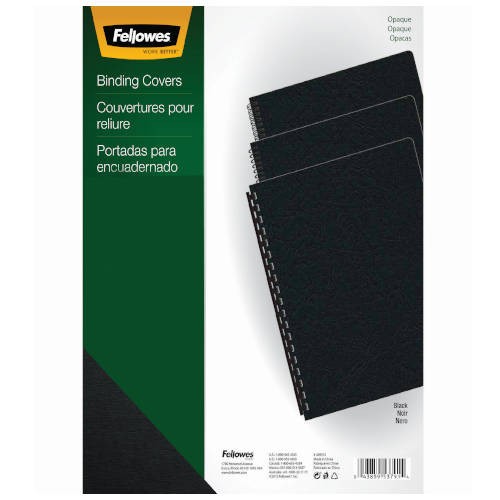 382-PACK 100 PORTADAS PVC OPACO NEGRO 180 MICRAS A4 FELLOWES 5100301
