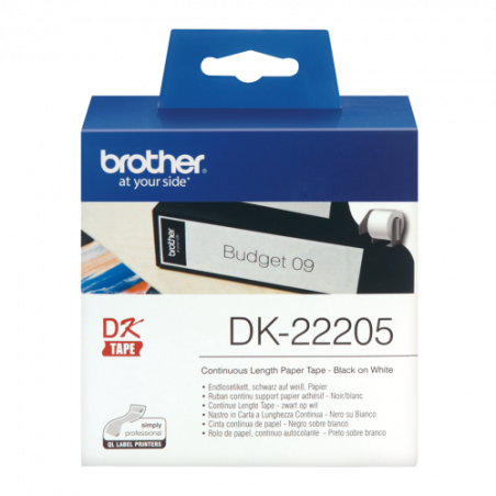 3837-BROTHER CINTA DE PAPEL CONTINUO BLANCA, 62MM X 30,48M  (DK22