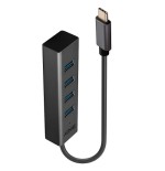 38496-Lindy 43325 hub de interfaz USB 3.2 Gen 1 (3.1 Gen 1) Type-C 5000 Mbit/s Gris
