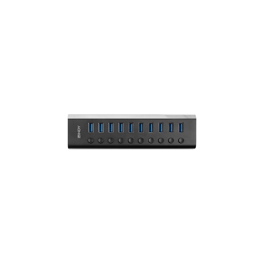 38498-Lindy 43370 hub de interfaz USB 3.2 Gen 1 (3.1 Gen 1) Type-B 5000 Mbit/s Negro