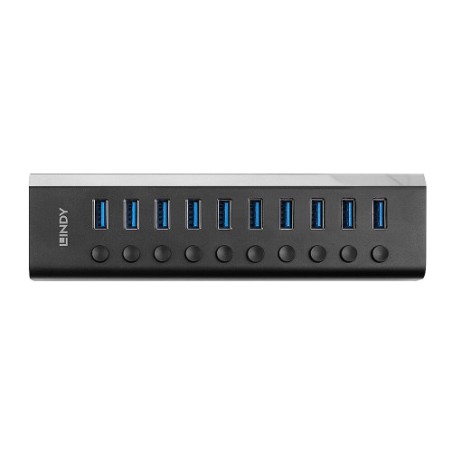 38498-Lindy 43370 hub de interfaz USB 3.2 Gen 1 (3.1 Gen 1) Type-B 5000 Mbit/s Negro