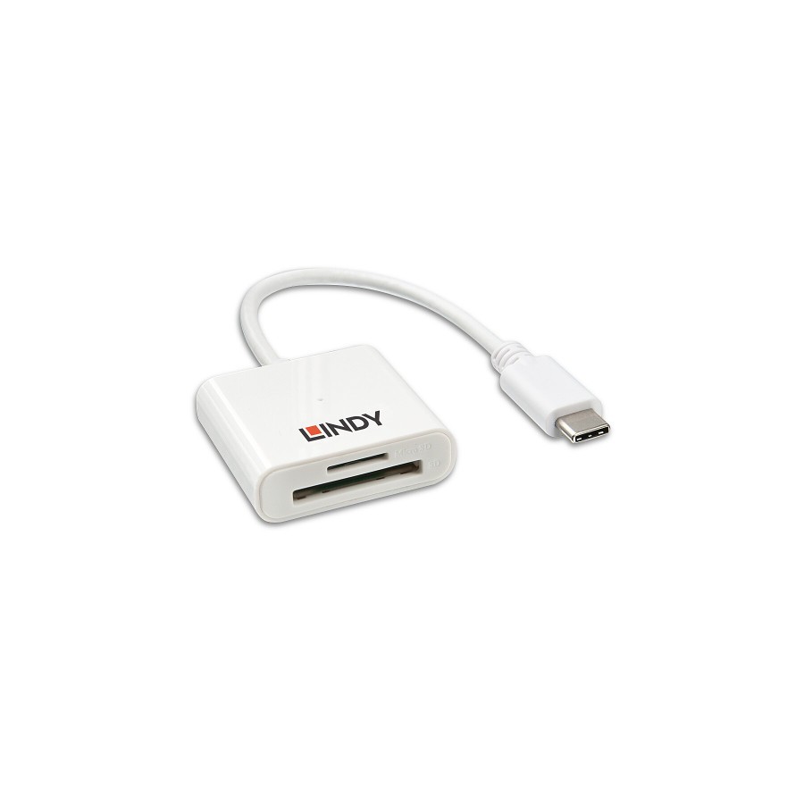 38532-Lindy 43185 lector de tarjeta USB 3.2 Gen 1 (3.1 Gen 1) Type-C Blanco