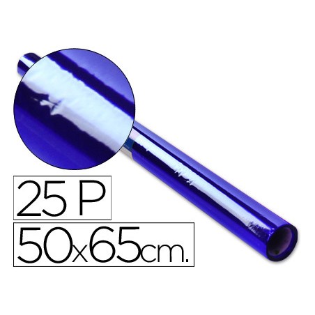 3869-ROLLO PAPEL CELOFAN SEMIPERFORADO HOJA 50X65 CM 30 GR. AZUL SADIPAL 12502