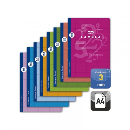 3878-LIBRETA CUBIERTA BASICA FORMATO A4 RAYADO 3 MM 50 HOJAS SURTIDOS LAMELA 06A4003