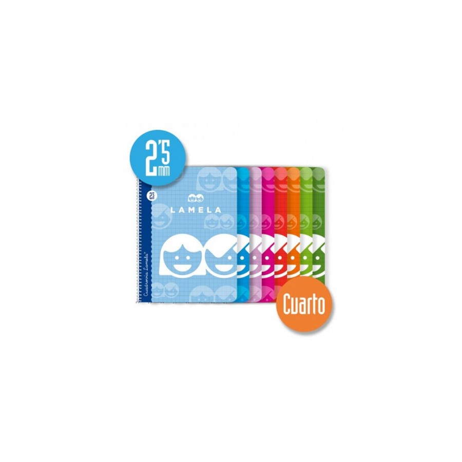 3880-CUADERNO BASICO FORMATO 4o 40 HOJAS RAYADO 2,5 MM SURTIDOS LAMELA 07002