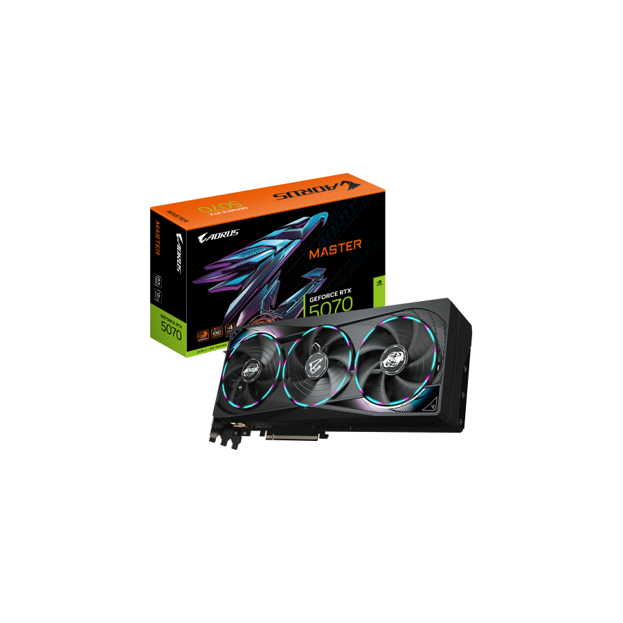 38812-GIGABYTE AORUS GeForce RTX 5070 MASTER 12G Tarjeta Grafica - 12GB GDDR7, 192 bits, PCI-E 5.0, XXXX MHz Core Clock,