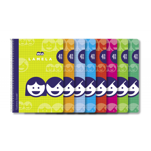 3882-CUADERNO BASICO FORMATO 4o 40 HOJAS RAYADO 4 MM SURTIDOS LAMELA 07004