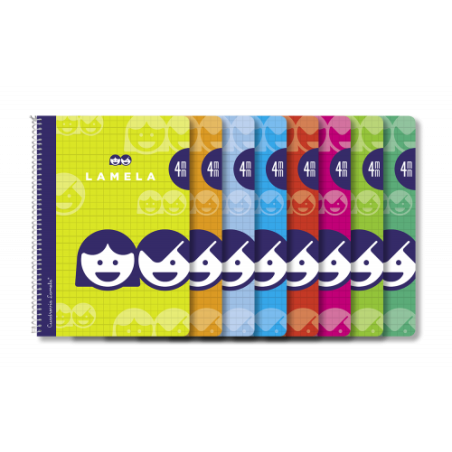3882-CUADERNO BASICO FORMATO 4o 40 HOJAS RAYADO 4 MM SURTIDOS LAMELA 07004