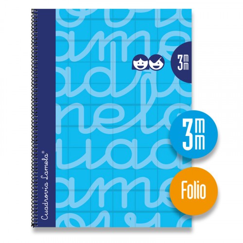 3889-CUADERNO FOLIO FORRADO RAYADO 3 MM AZUL LAMELA 7FTE003A