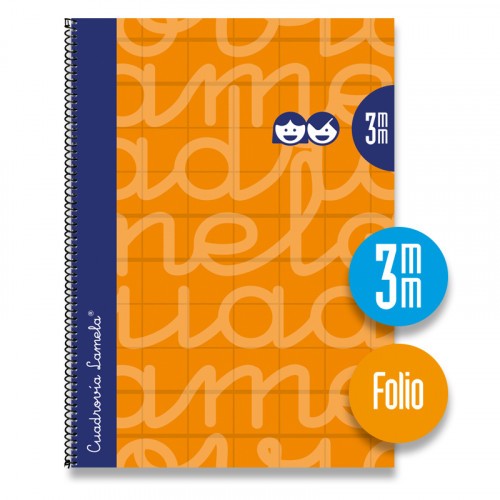 3890-CUADERNO FOLIO FORRADO RAYADO 3 MM NARANJA LAMELA 7FTE003N