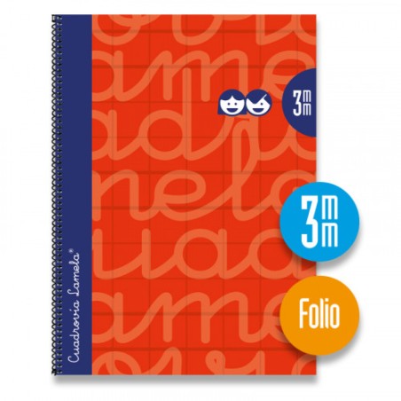 3891-CUADERNO FOLIO FORRADO RAYADO 3 MM ROJO LAMELA 7FTE003R
