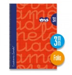 3891-CUADERNO FOLIO FORRADO RAYADO 3 MM ROJO LAMELA 7FTE003R
