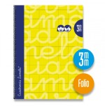 3893-CUADERNO FOLIO FORRADO RAYADO 3 MM AMARILLO LAMELA 7FTE03AM
