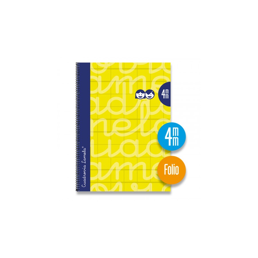 3895-CUADERNO FOLIO FORRADO RAYADO 4 MM AMARILLO LAMELA 7FTE04AM