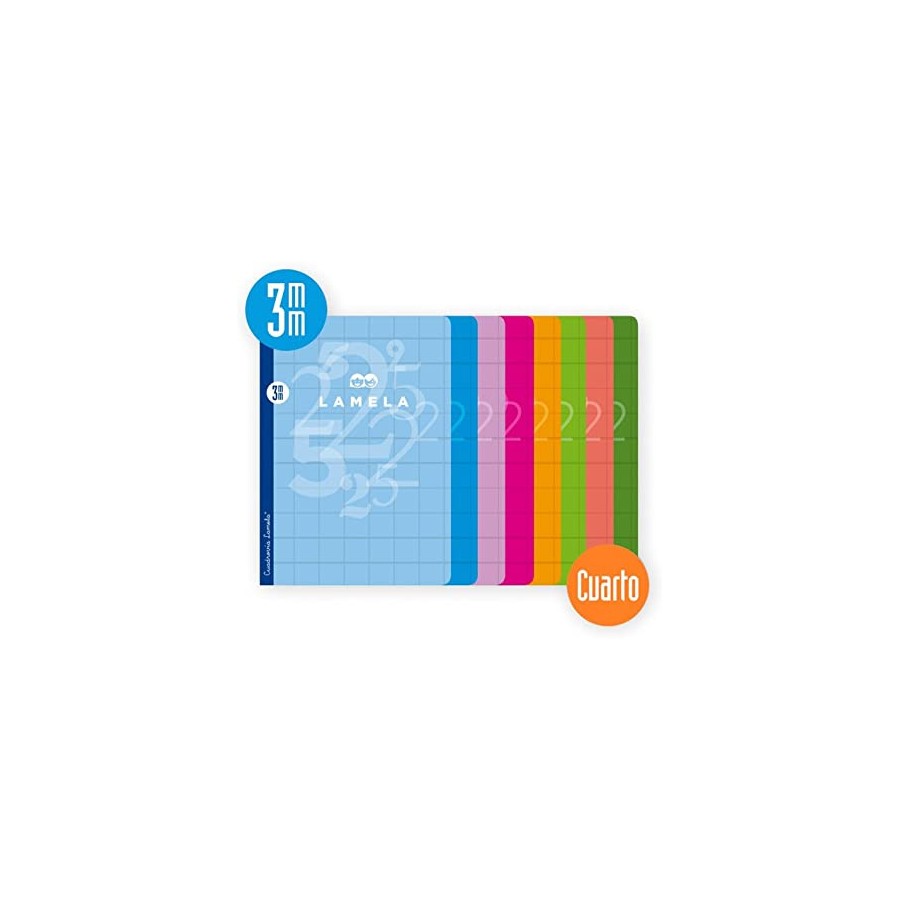 3901-LIBRETA CUARTO 50 HOJAS RAYADO 3 MM-COLORES SURTIDOS LAMELA 06C003
