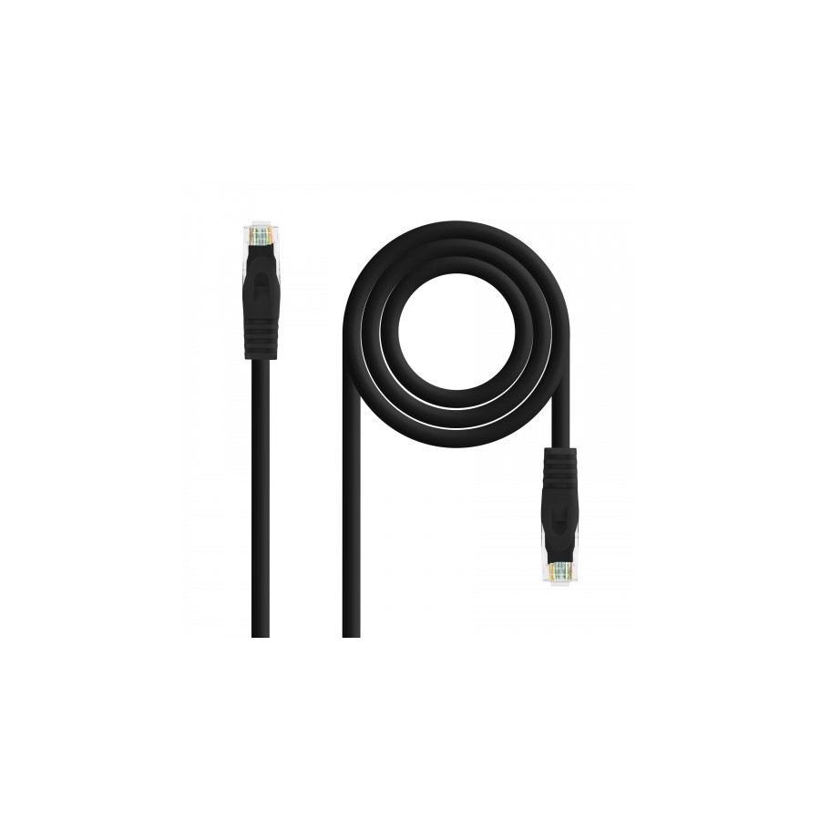 39163-Nanocable Cable de red latiguillo RJ45 LSZH Cat.6A UTP AWG24, Negro, 0.5m