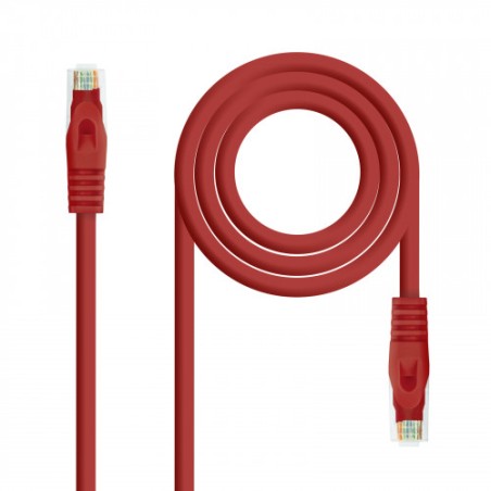 39169-Nanocable Cable de red latiguillo RJ45 LSZH Cat.6A UTP AWG24, Rojo, 0.5m