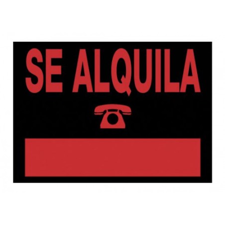 3929-CARTEL "SE ALQUILA" 500X350 MM PVC NEGRO ARCHIVO 2000 6166 NE