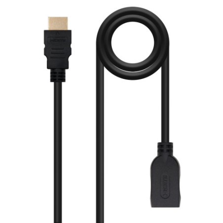 39383-Nanocable Cable HDMI 2.0 Prolongador A/M-A/H, Negro, 1 m