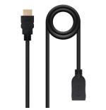 39383-Nanocable Cable HDMI 2.0 Prolongador A/M-A/H, Negro, 1 m