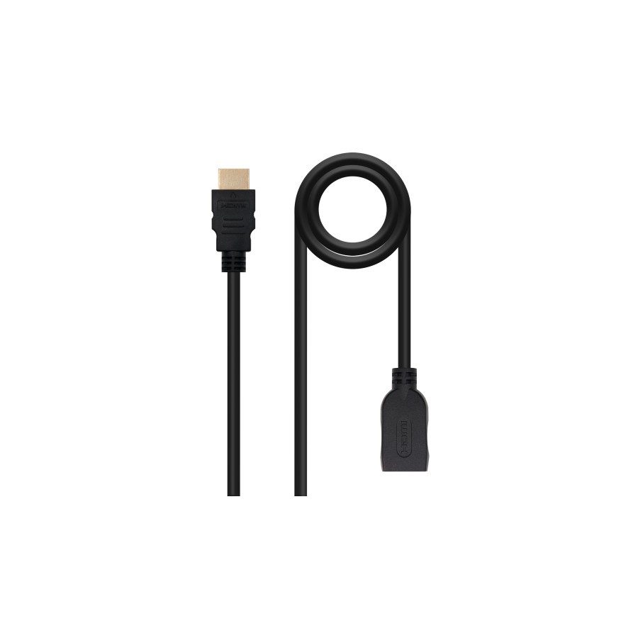 39385-Nanocable Cable HDM 2.0 Prolongador A/M-A/H, Negro, 2 m