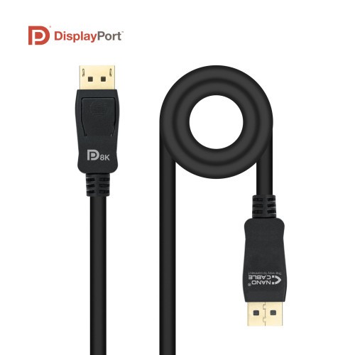 39389-Nanocable Cable DISPLAYPORT 1.4 CERTIFICADO VESA, DP/M - DP/M, Negro, 0.5 m
