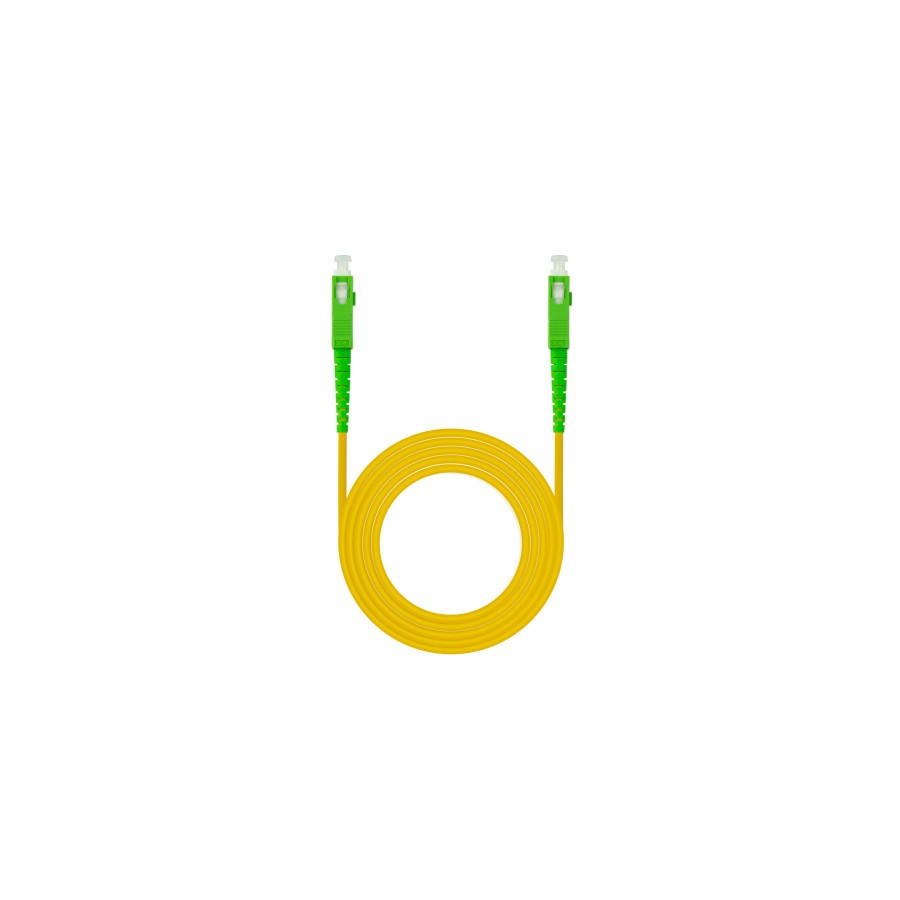 39458-Nanocable Cable de Fibra Optica SC/APC a SC/APC Monomodo Simplex LSZH, Amarillo, 3 m