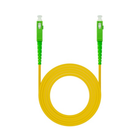 39462-Nanocable Cable de Fibra Optica SC/APC a SC/APC Monomodo Simplex LSZH, Amarillo, 10m