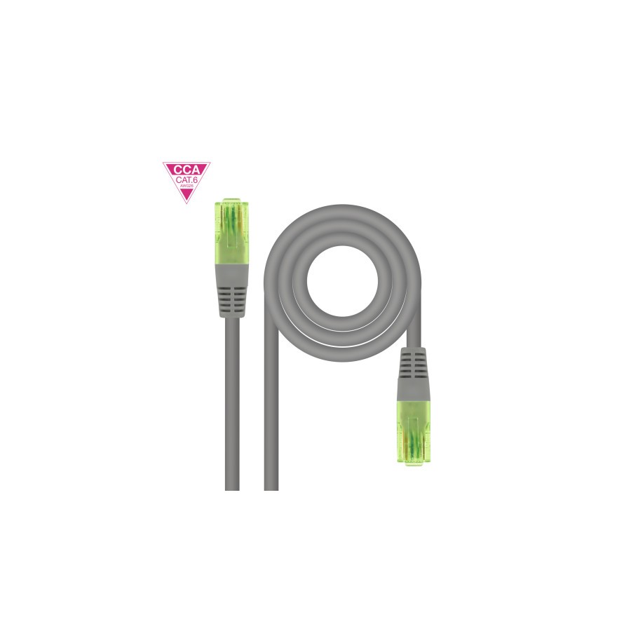39584-NANOCABLE CABLE DE RED LATIGUILLO RJ45 CAT.6 UTP AWG26 CCA, GRIS, 7 M