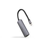39591-Nanocable Adaptador USB-C 3.1 a RJ45, con PD 100W, USB-C/M, Aluminio, Color Gris, 18 cm