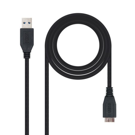 40037-Nanocable CABLE USB 3.0, TIPO A/M-MICRO B/M, NEGRO, 2.0 M